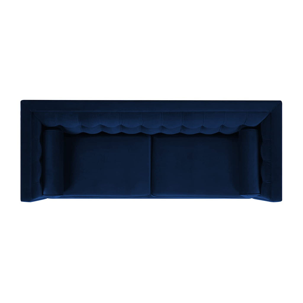 Navy Blue Velvet Tufted Sofa N185325