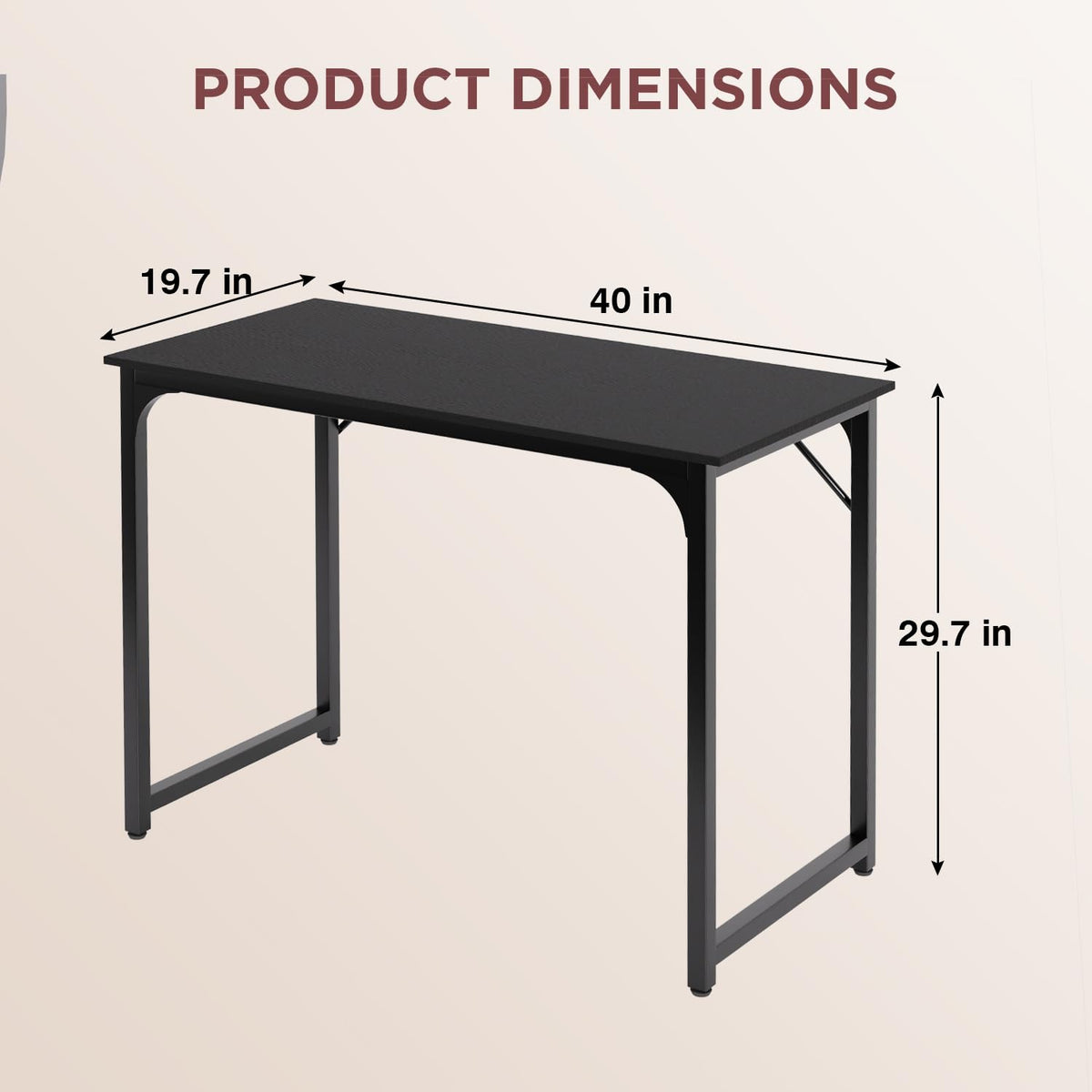 39 Inch Black Computer Desk O396007