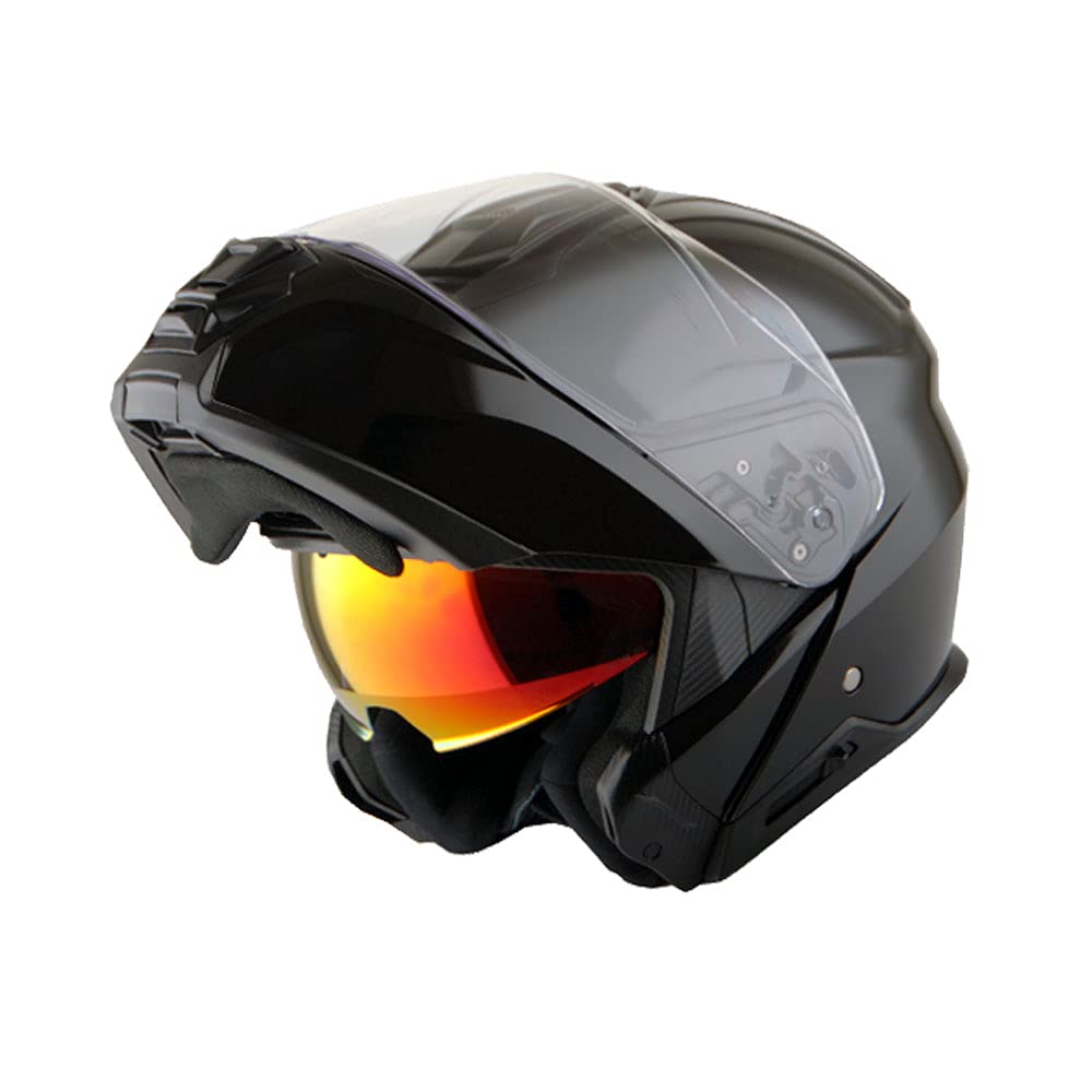 Modular Full Face Helmet Flip up Dual Visor Glossy Black Z8878