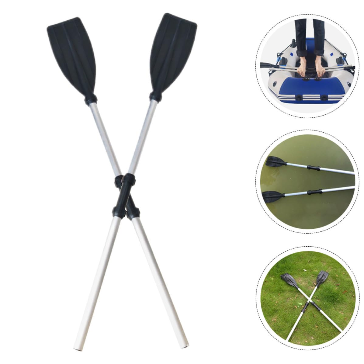 2pcs Aluminum Alloy Kayak Paddle Adjustable Telescopic Shaft V253526