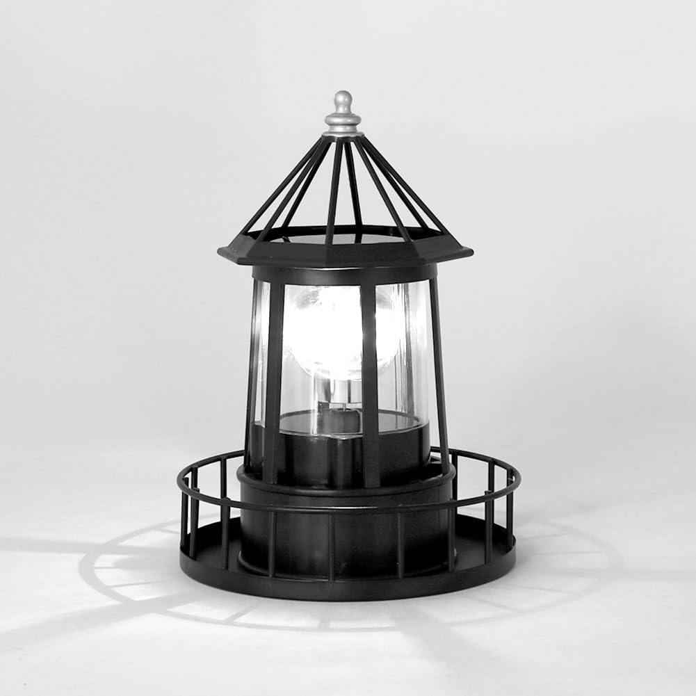 Black IP65 Waterproof Solar Rotating Lighthouse Light Z846