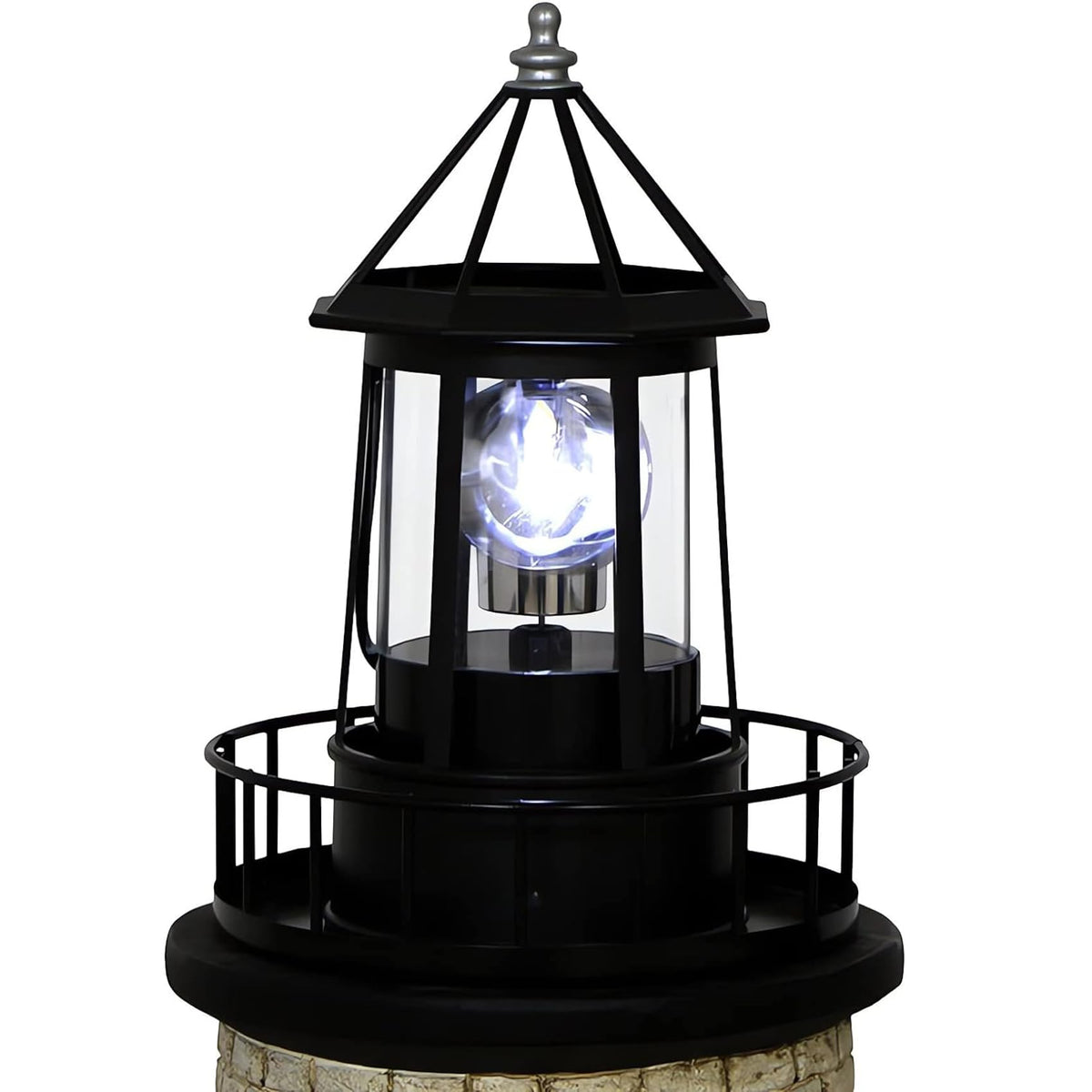 Black IP65 Waterproof Solar Rotating Lighthouse Light Z846