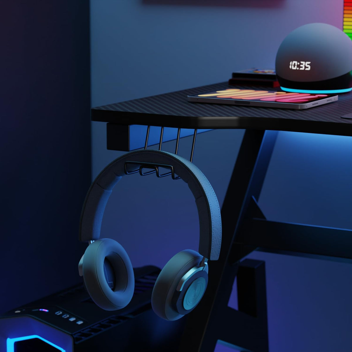 47" Black & Red Carbon Fiber Textured Gaming Desk with Cup Holder Z382005