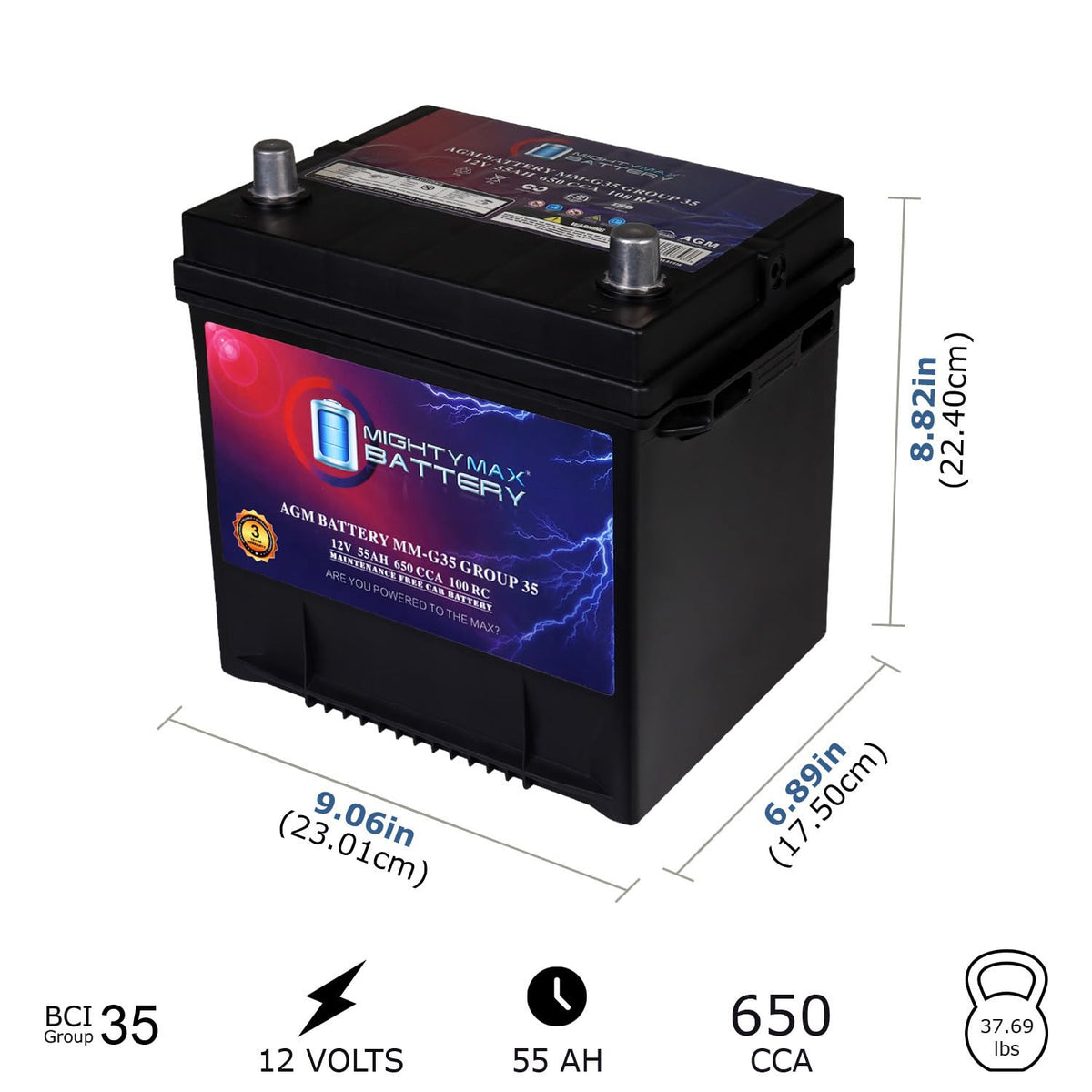 12V 55Ah AGM Replacement Battery O644733