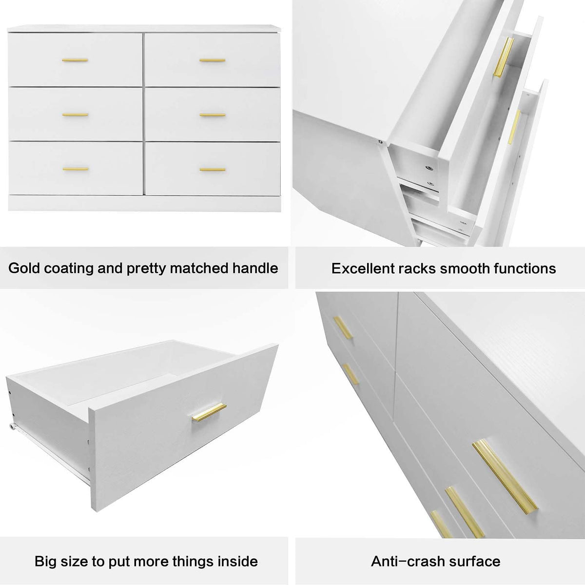 White 6 Drawer Dresser W206944