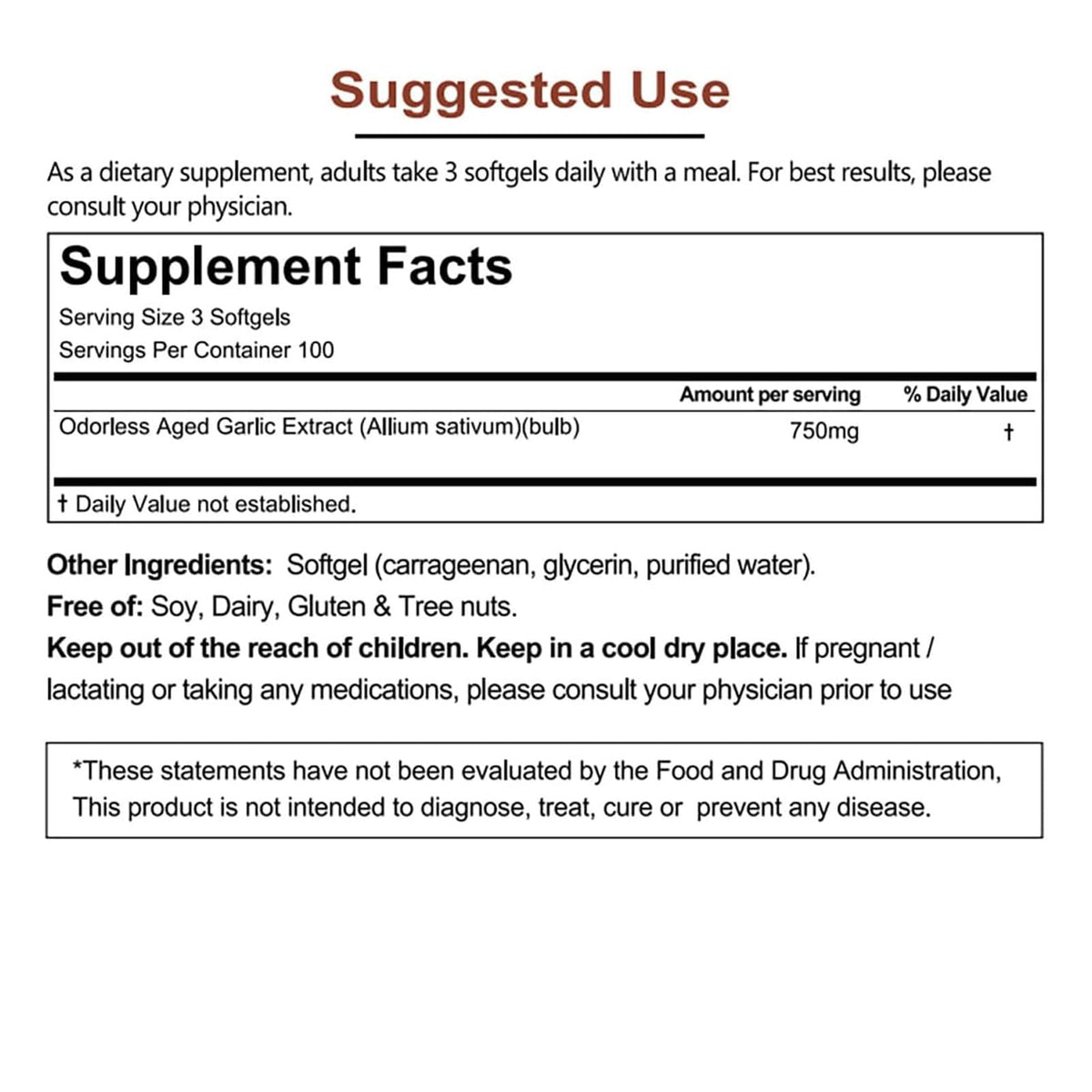 Odorless Garlic Extract 300 Softgels J285