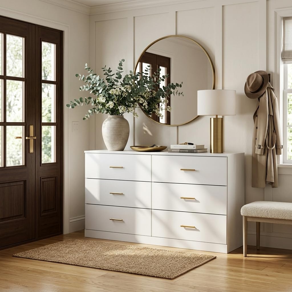 White 6 Drawer Dresser W206944