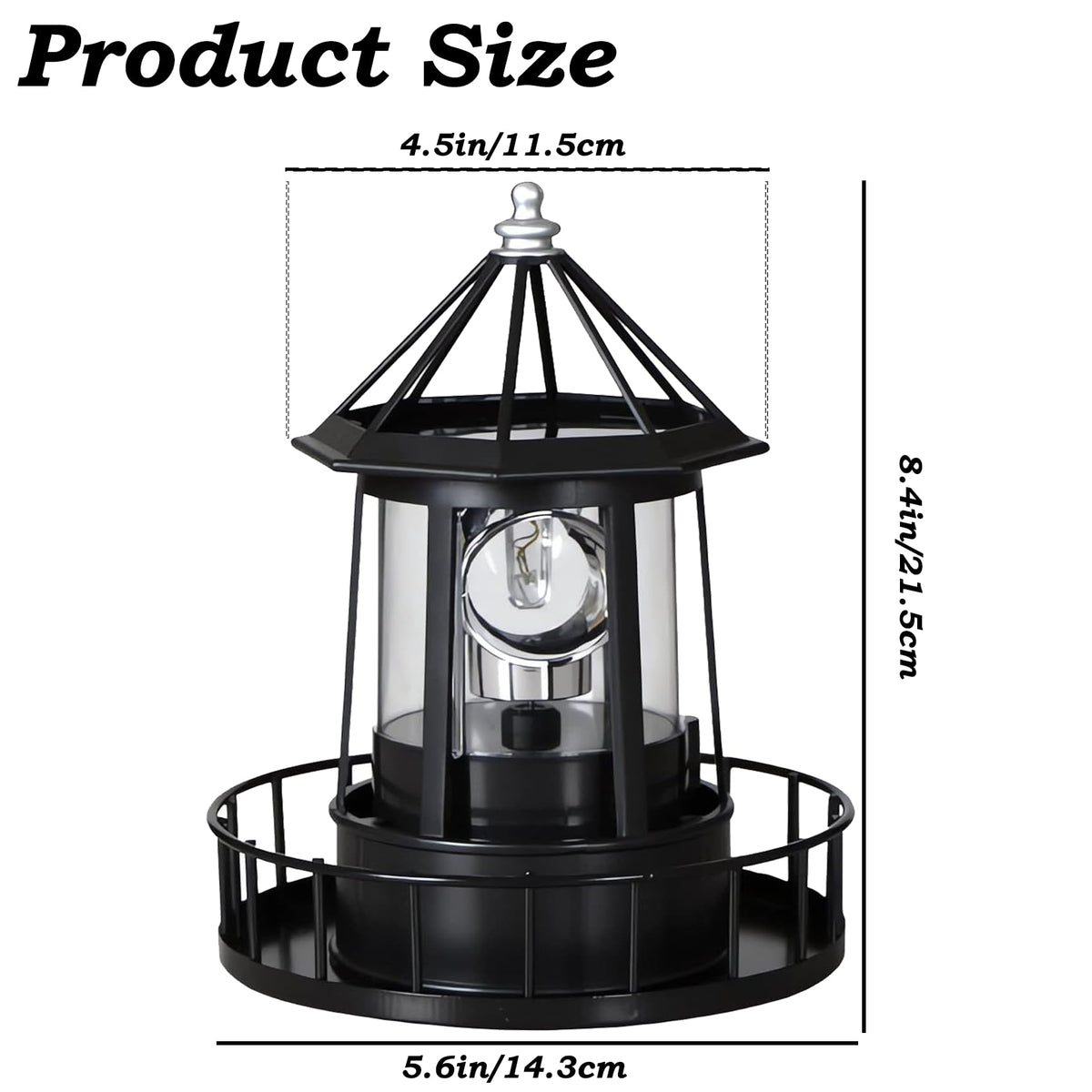 Black IP65 Waterproof Solar Rotating Lighthouse Light Z846