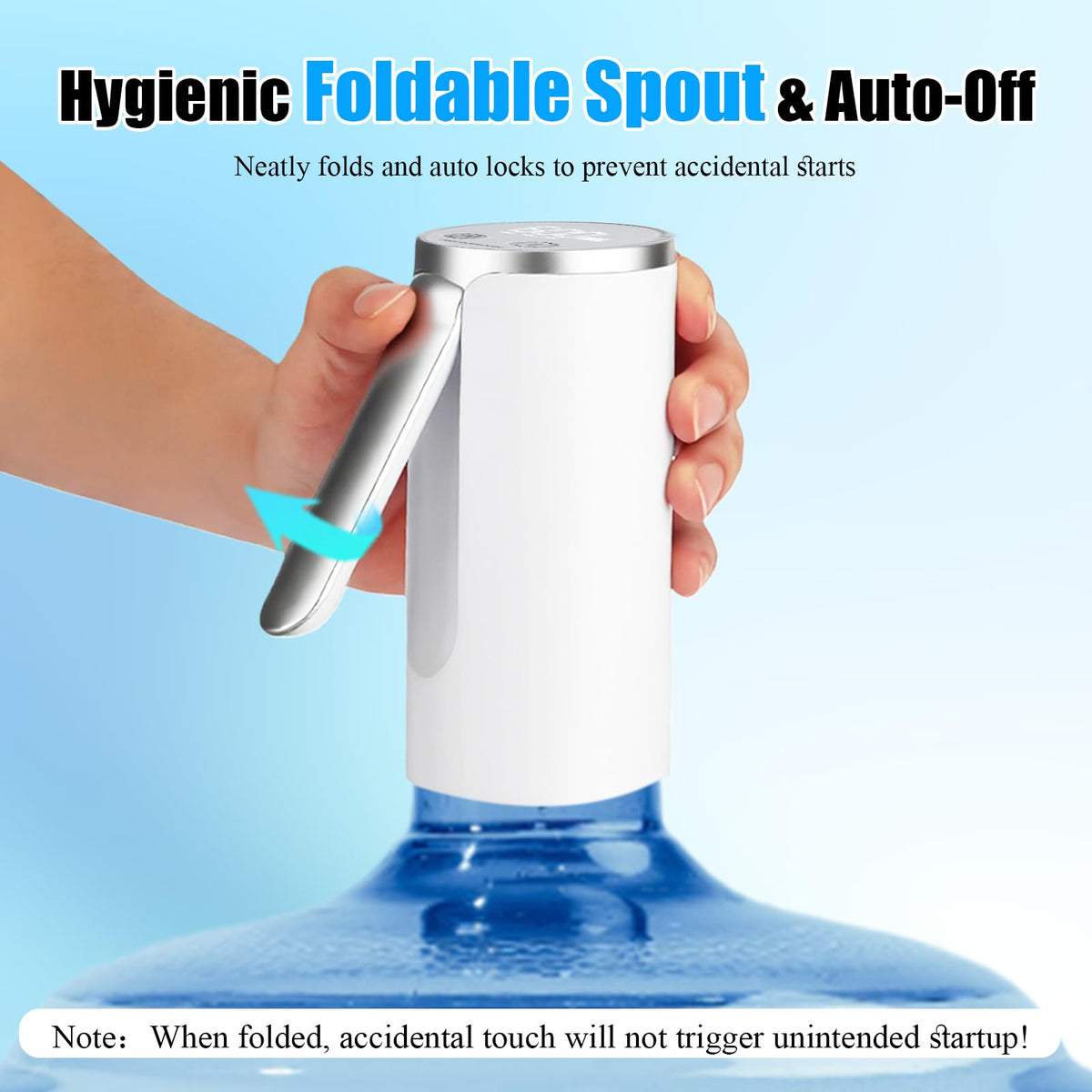Countertop Water Dispenser with LED Display, Foldable Spout, 4 Dispense Modes, USB-C Rechargeable, White J63540
