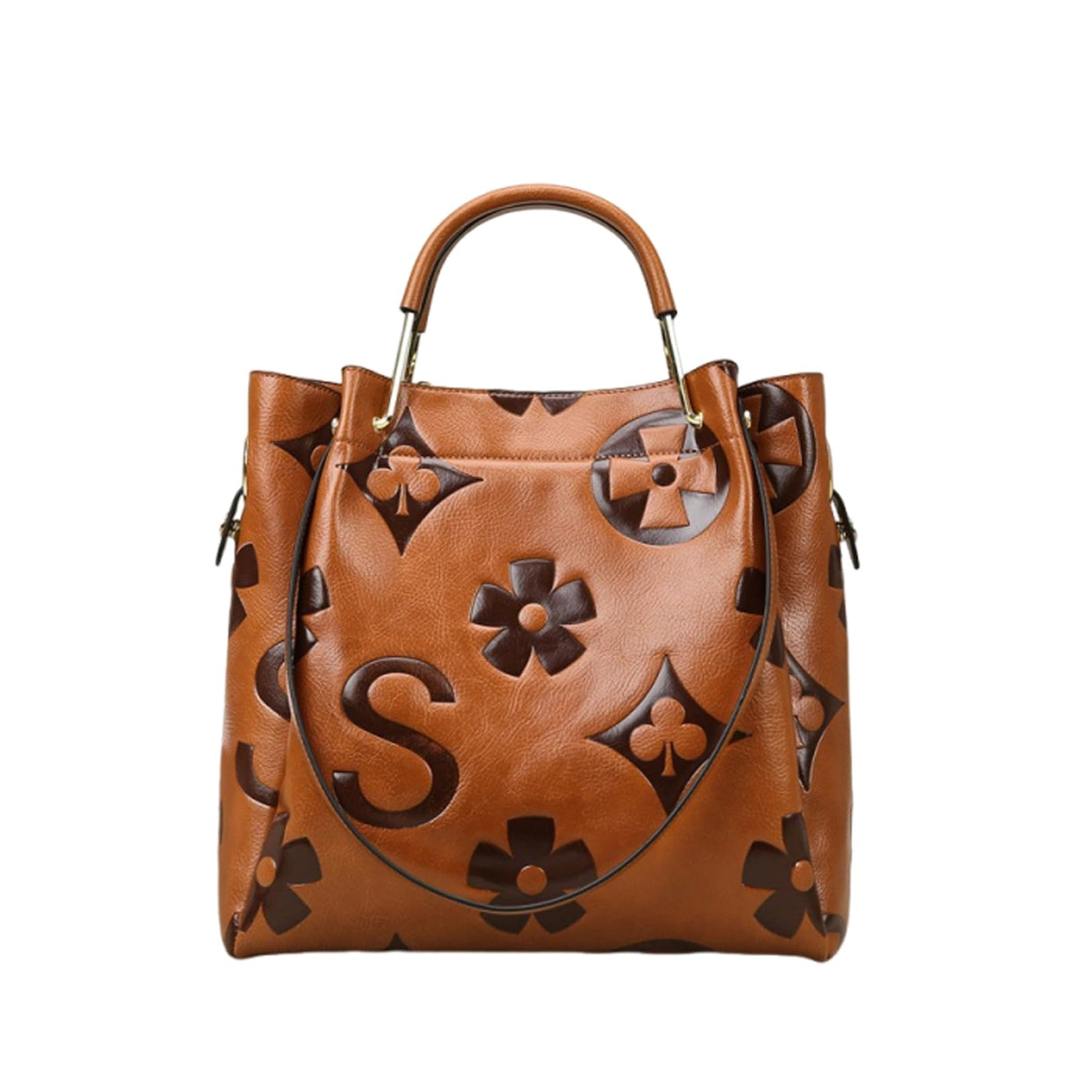 Women Embossed Bucket Bag Shoulder Crossbody Bag 2Pcs Set D1281