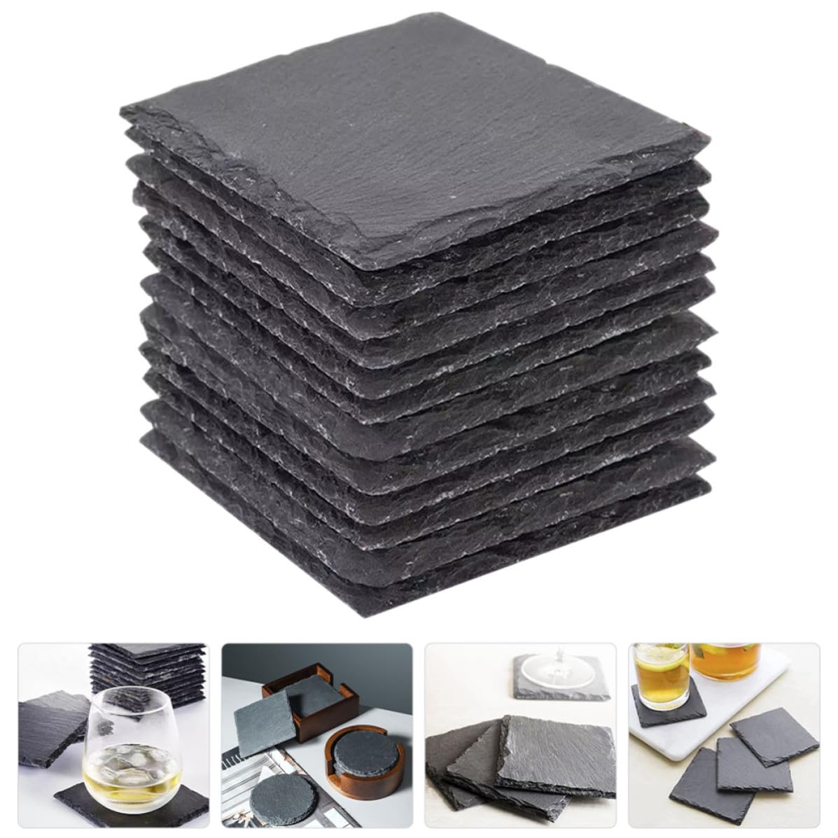Natural Stone Square Drink Coasters Set O8411