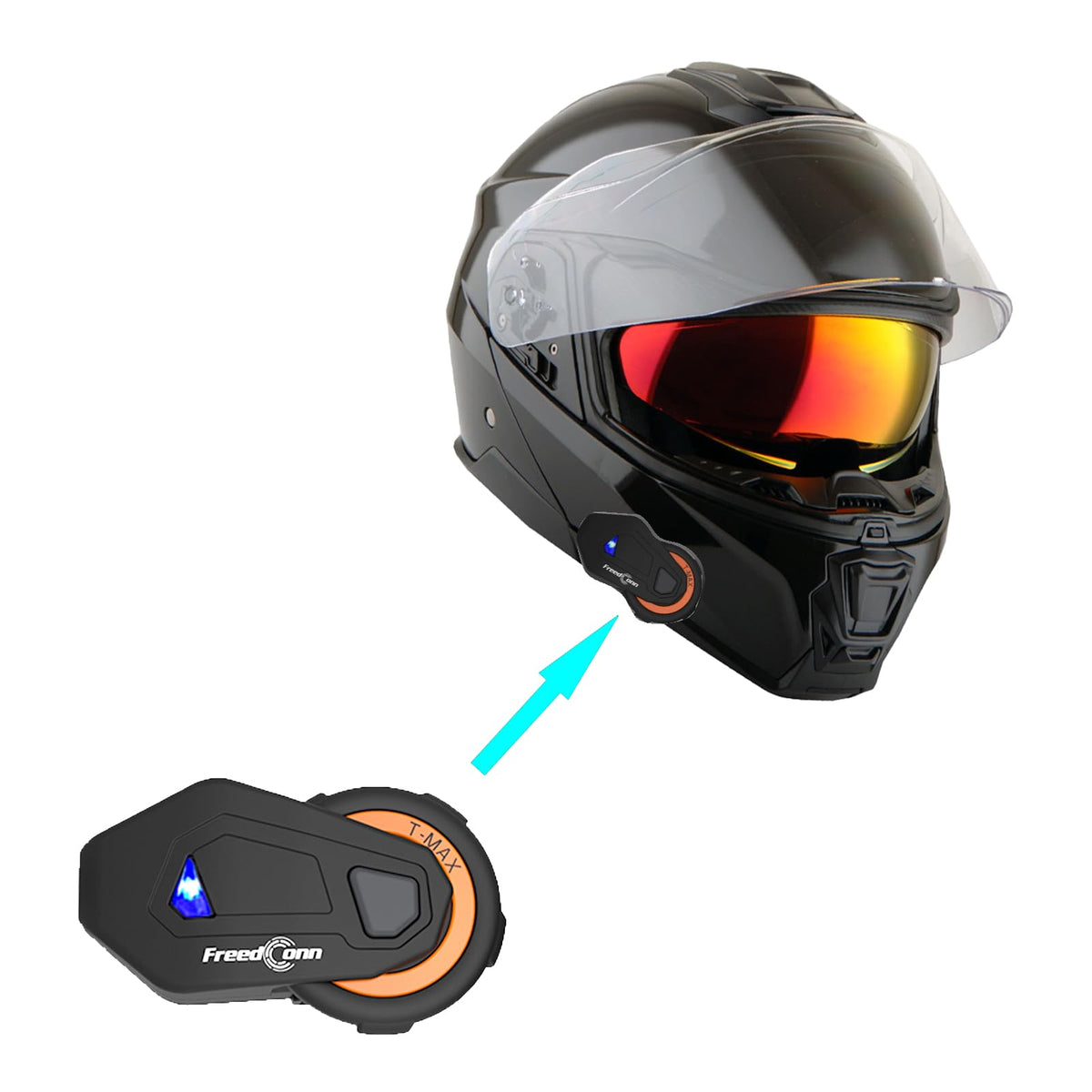 Modular Full Face Helmet Flip up Dual Visor Glossy Black Z8878