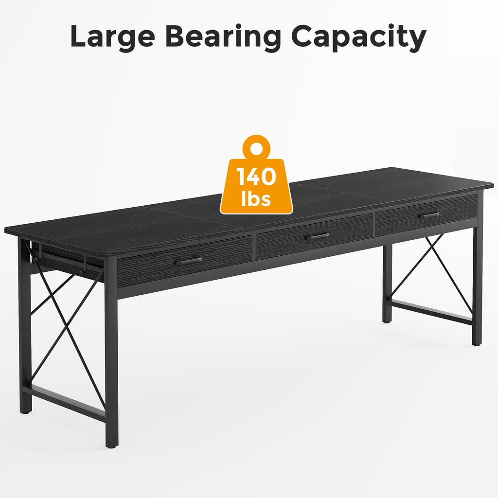 78.7 inch Black Computer Desk with 3 Drawers M6577
