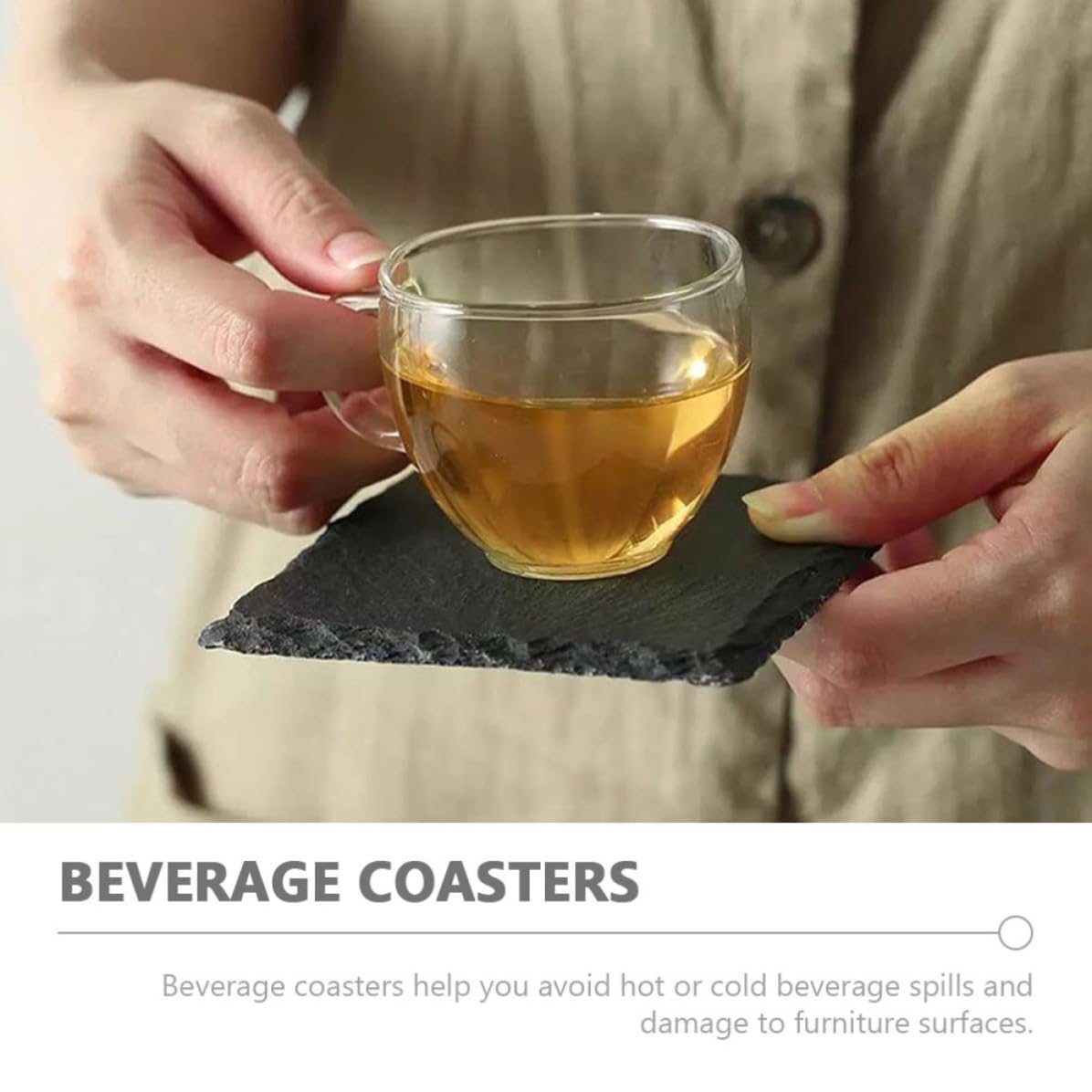 Natural Stone Square Drink Coasters Set O8411