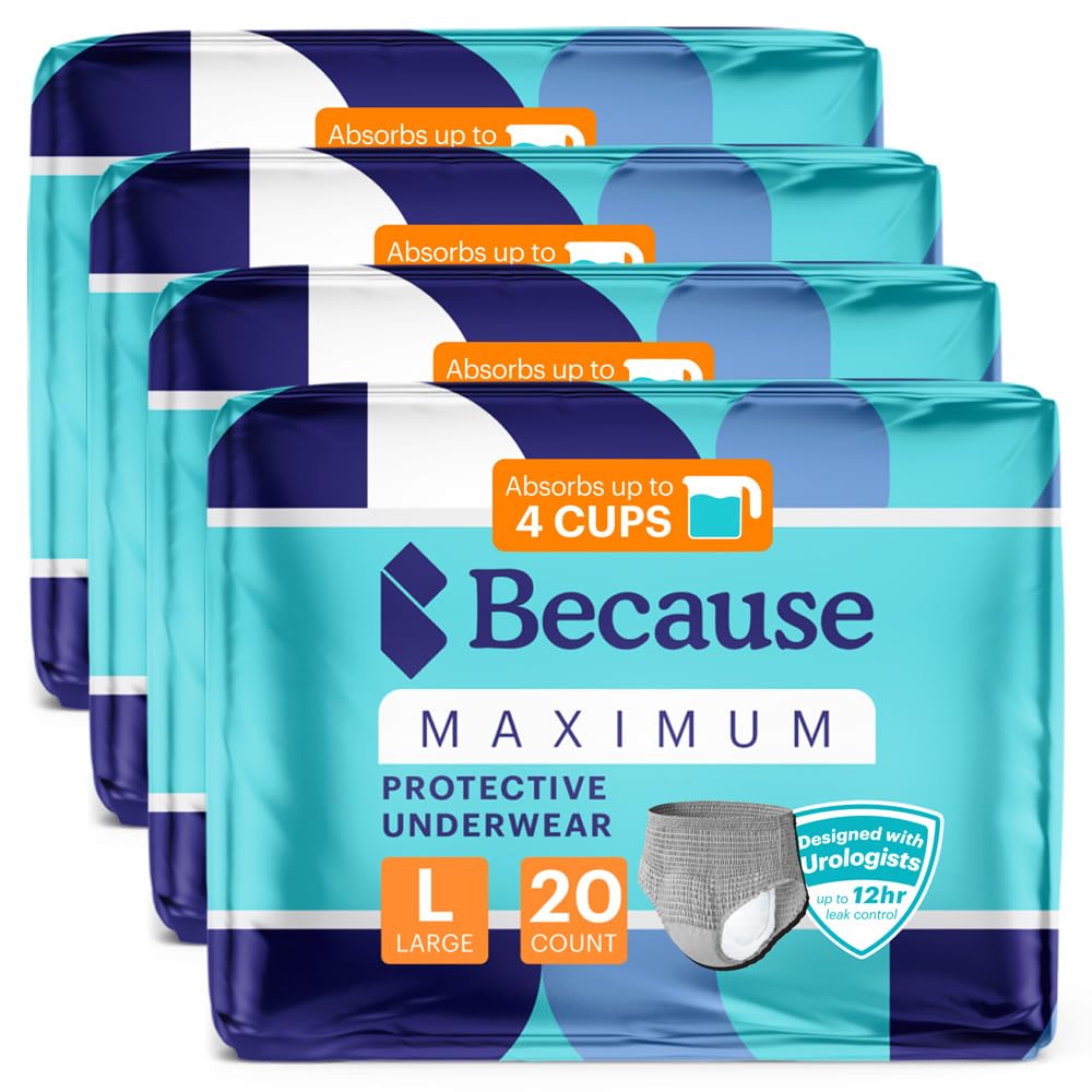 Maximum Incontinence Underwear for Men, Grey, Large, 80 Count D759005
