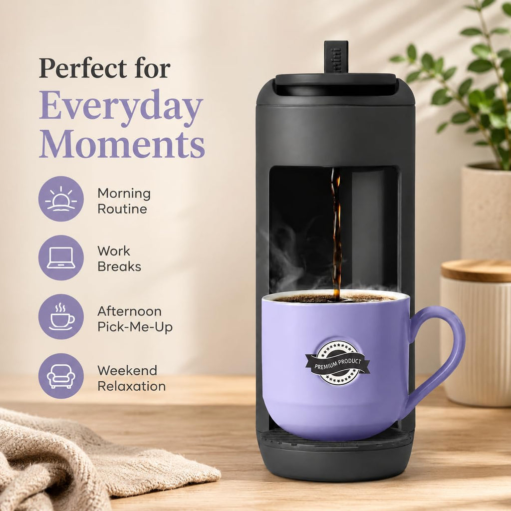 Single Serve K Cup Coffee Maker 12 oz Matte Black Q1438