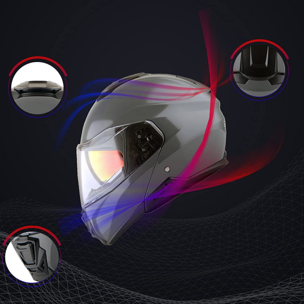 Modular Full Face Helmet Flip up Dual Visor Glossy Black Z8878