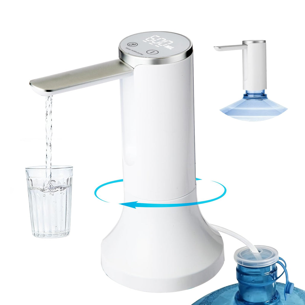 Countertop Water Dispenser with LED Display, Foldable Spout, 4 Dispense Modes, USB-C Rechargeable, White J63540