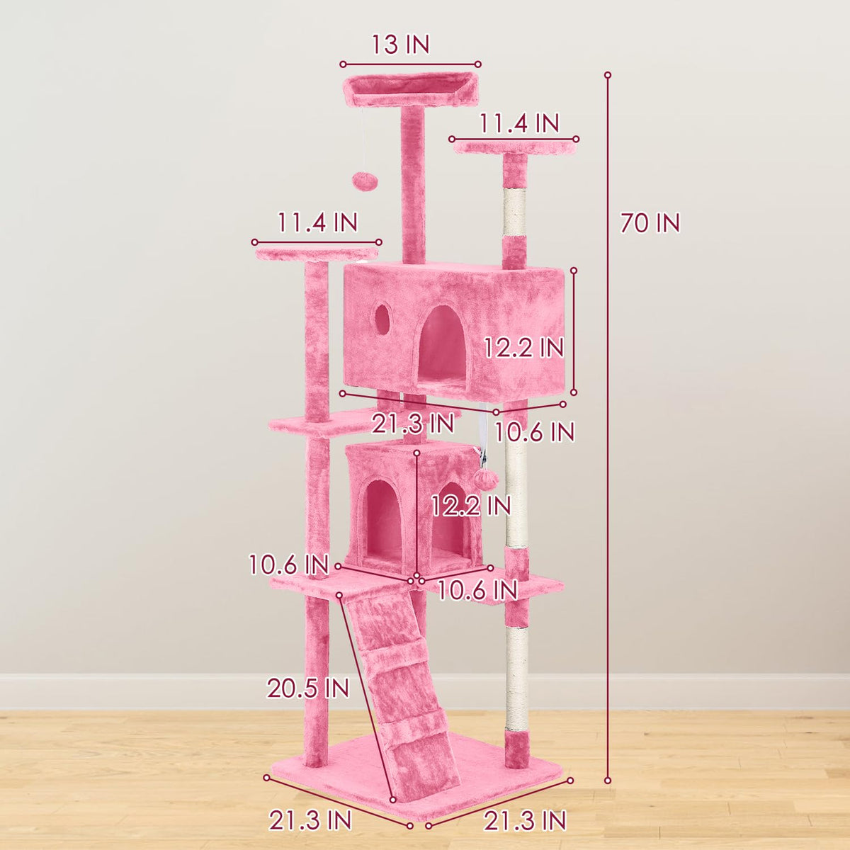 70in Cat Tree Tower with Scratching Post I31294