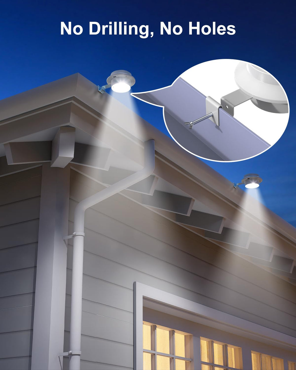 8 Pack Cool White Solar Powered Gutter Mounted Lights L864837