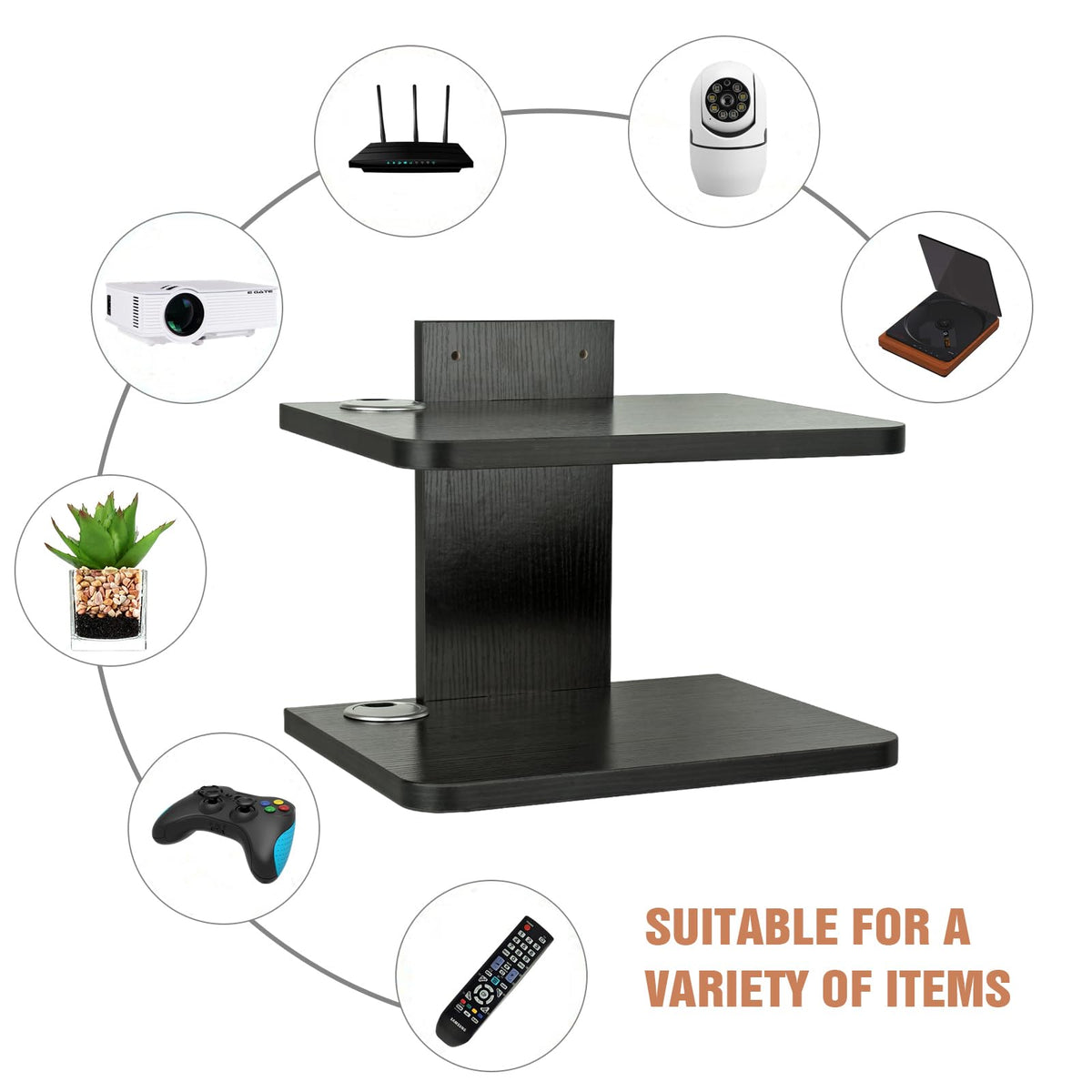 Black 2 Tier Projector Wall Mount Y162213