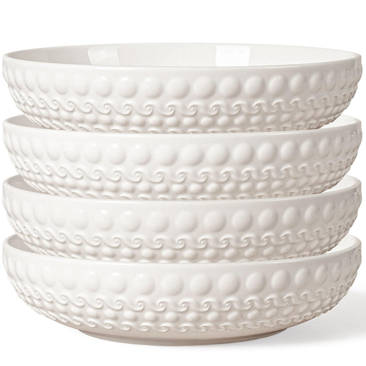 White 32oz Ceramic Pasta Bowls Set of 4 F101