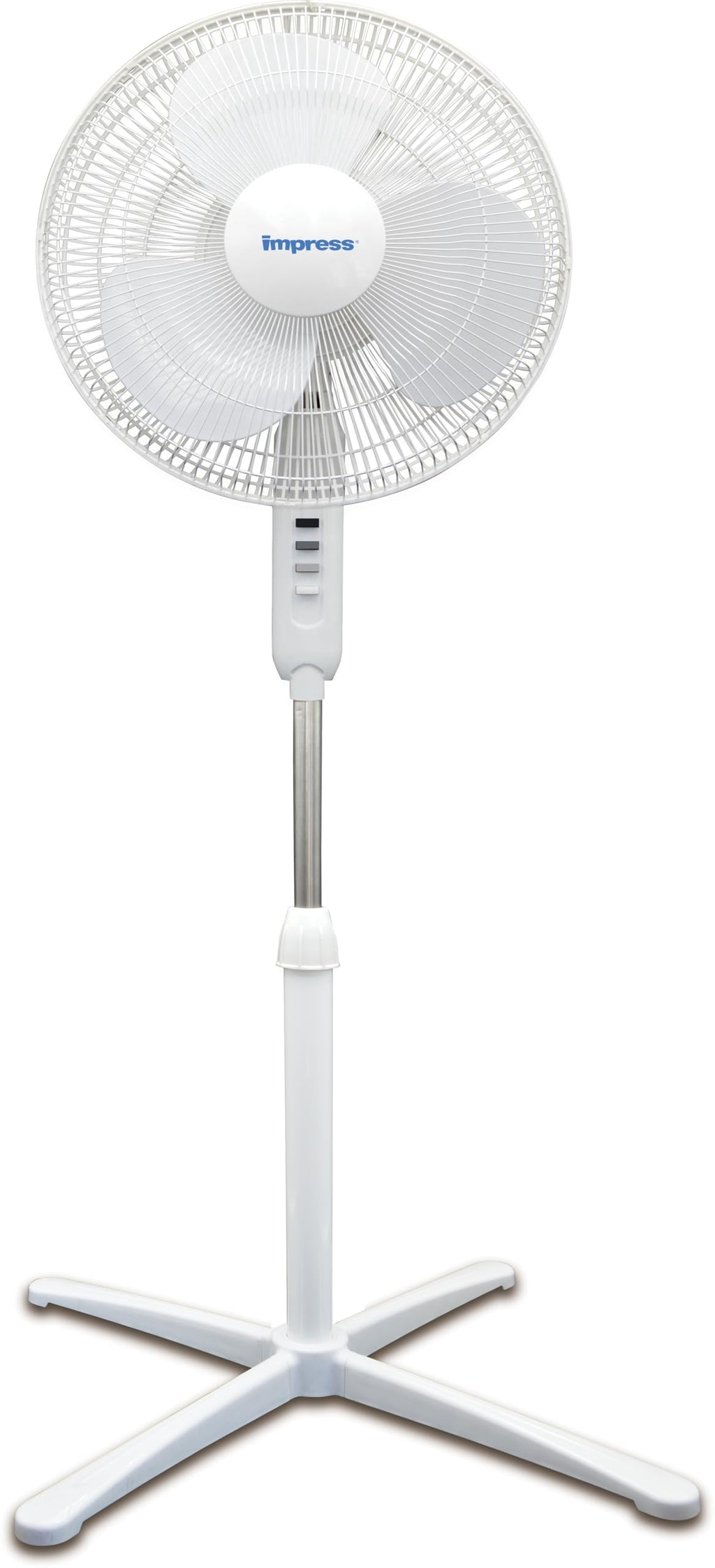 16-Inch Oscillating Stand Fan, 3-Speeds, Adjustable Height, White W578808