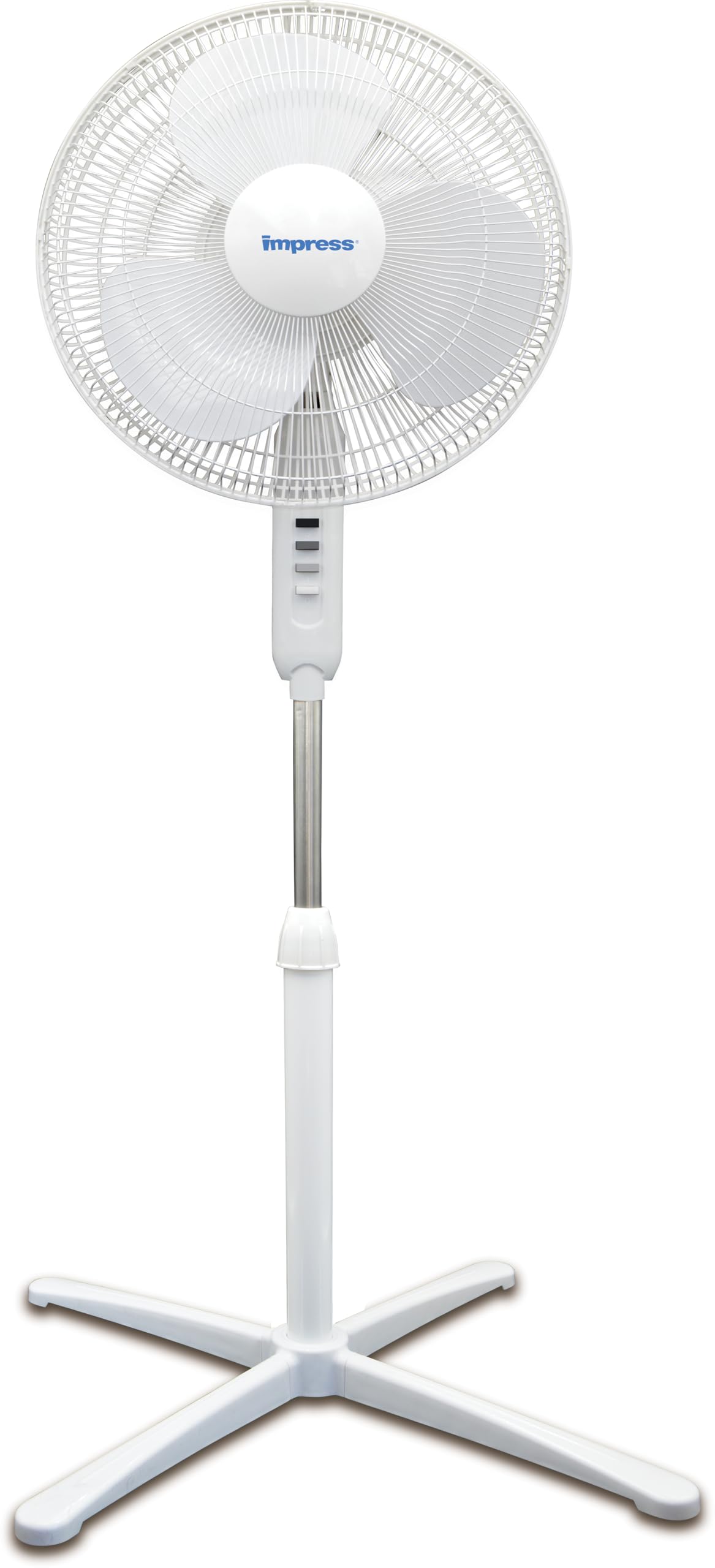 16-Inch Oscillating Stand Fan, 3-Speeds, Adjustable Height, White W578808