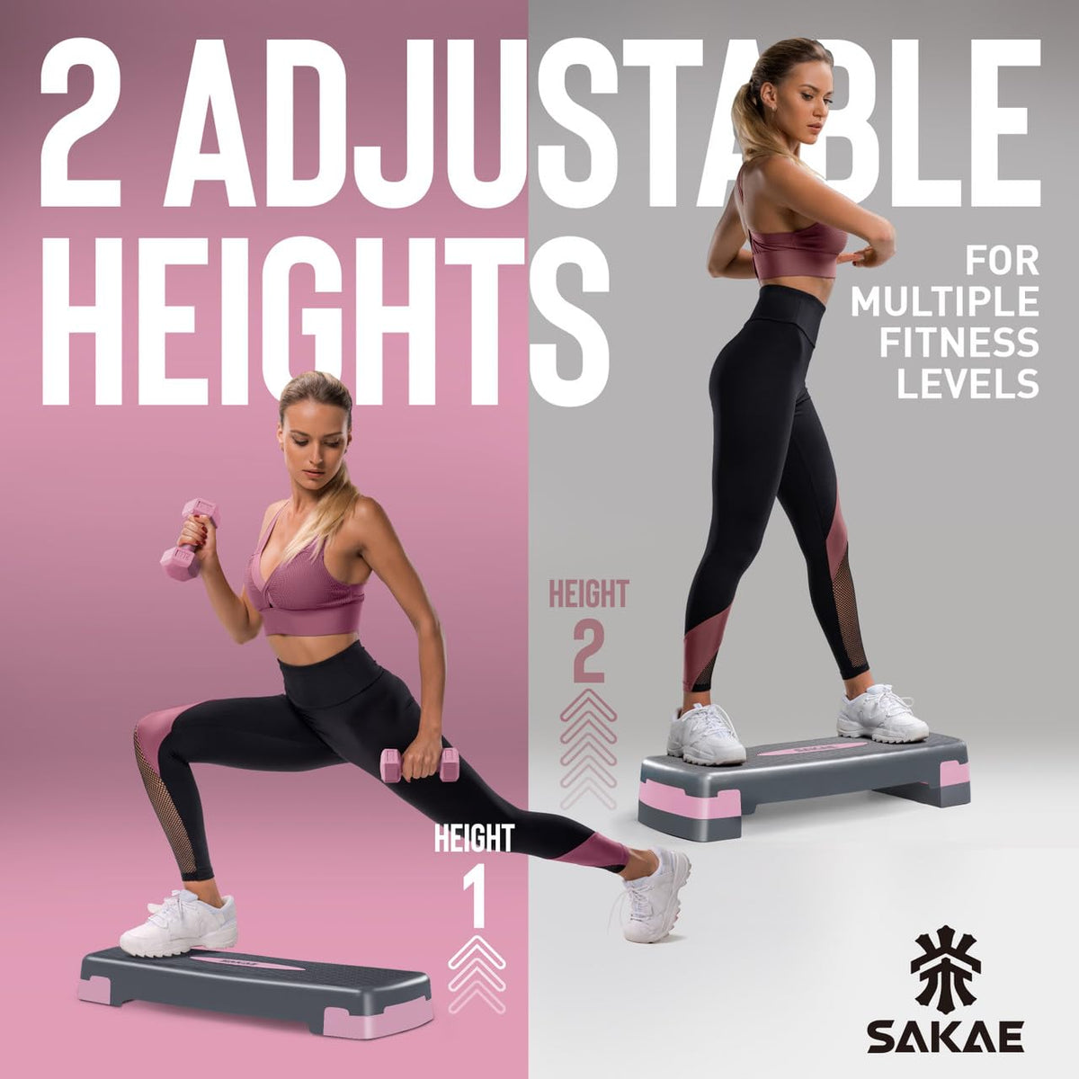 Adjustable Non-Slip Step Aerobics Platform Set X90245