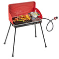 Portable Gas Grill 20000 BTU Camping Stove Burner with 2 Cooking Area Red W2228