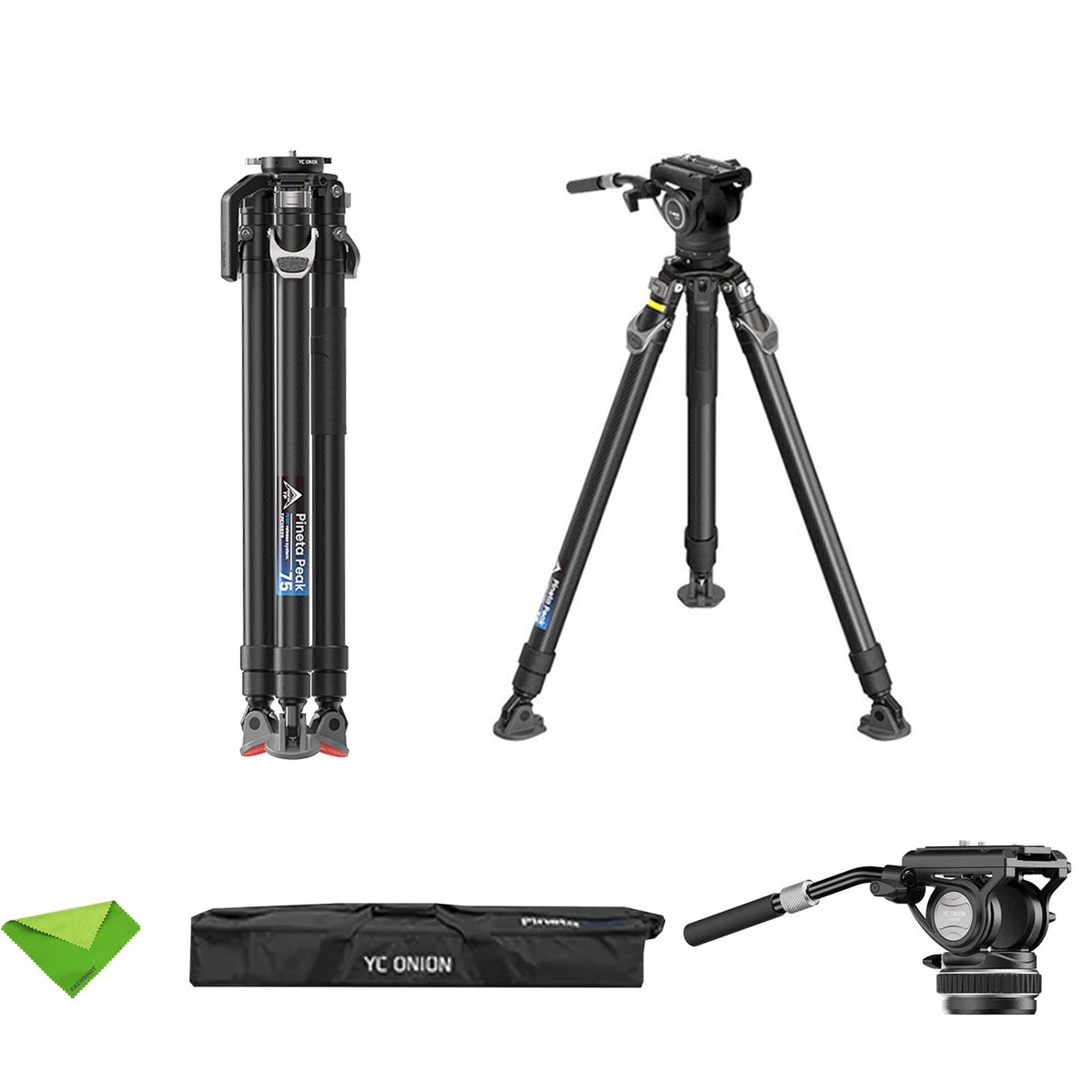 Carbon Fiber Tripod with 75mm Bowl Head and Fluid Head P14293