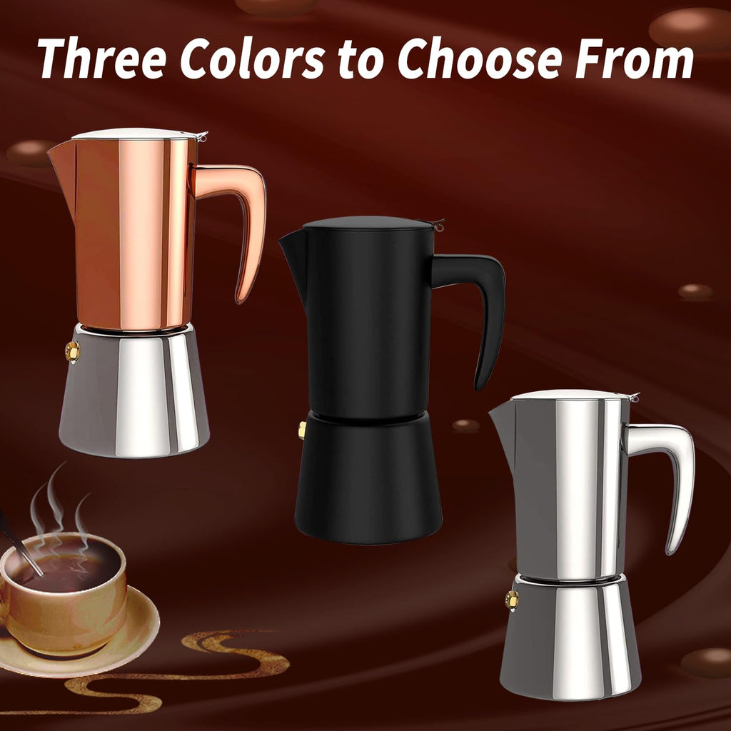 Stainless Steel Moka Pot Espresso Maker 6 Cups W587793
