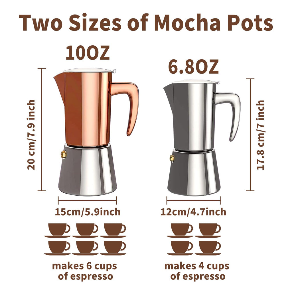 Stainless Steel Moka Pot Espresso Maker 6 Cups W587793