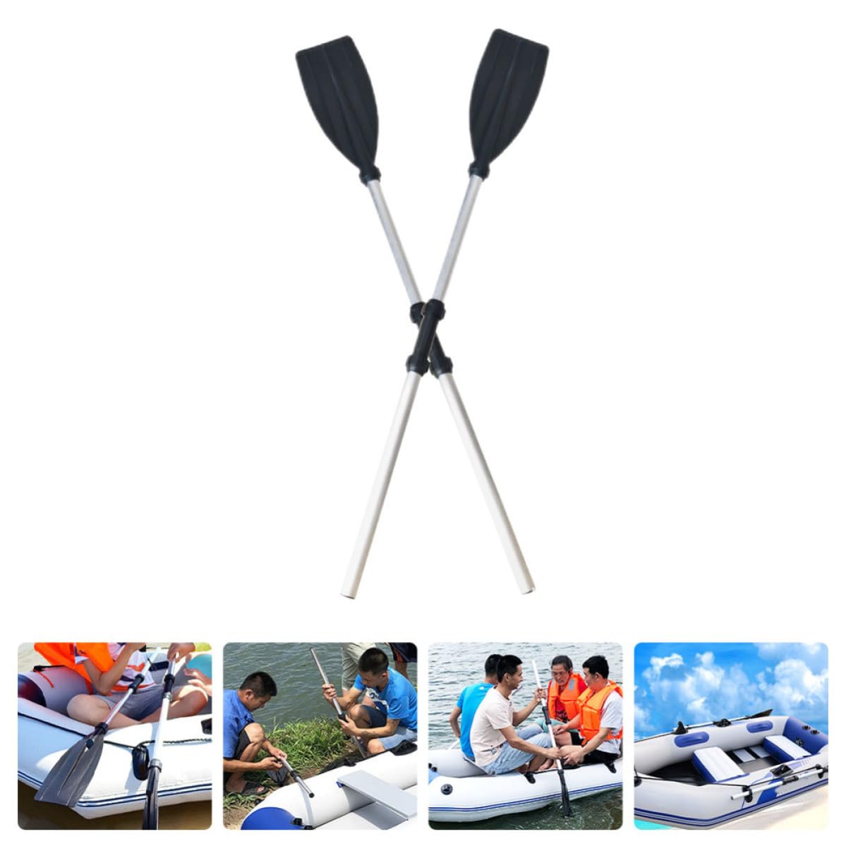 2pcs Aluminum Alloy Kayak Paddle Adjustable Telescopic Shaft V253526