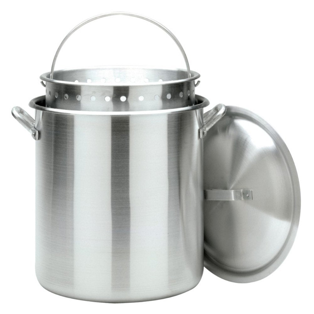 120-qt Aluminum Boiler with Riveted Handles and Boiling Basket J98889