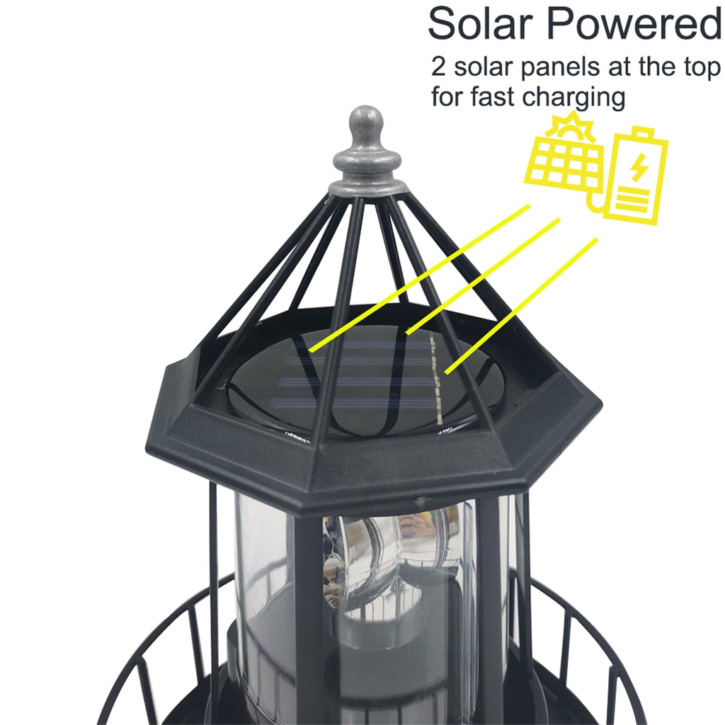 Black IP65 Waterproof Solar Rotating Lighthouse Light Z846