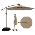 10FT Offset Patio Umbrella with Base and 40 Solar LED Lights N507097