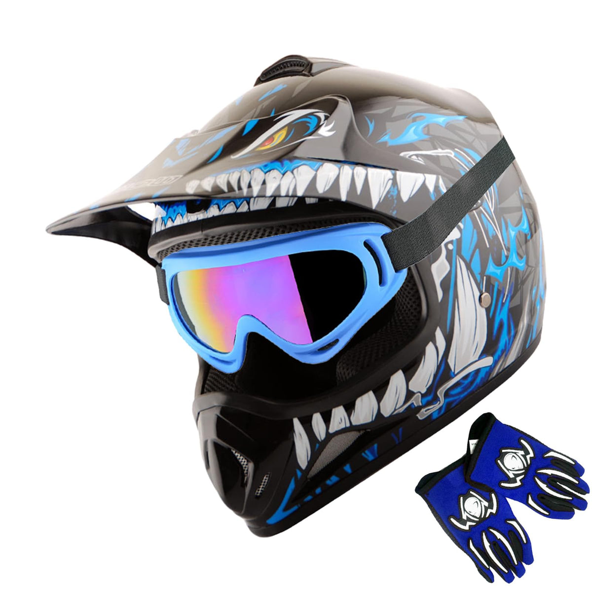 Kids Motocross Helmet with Goggles and Gloves G135