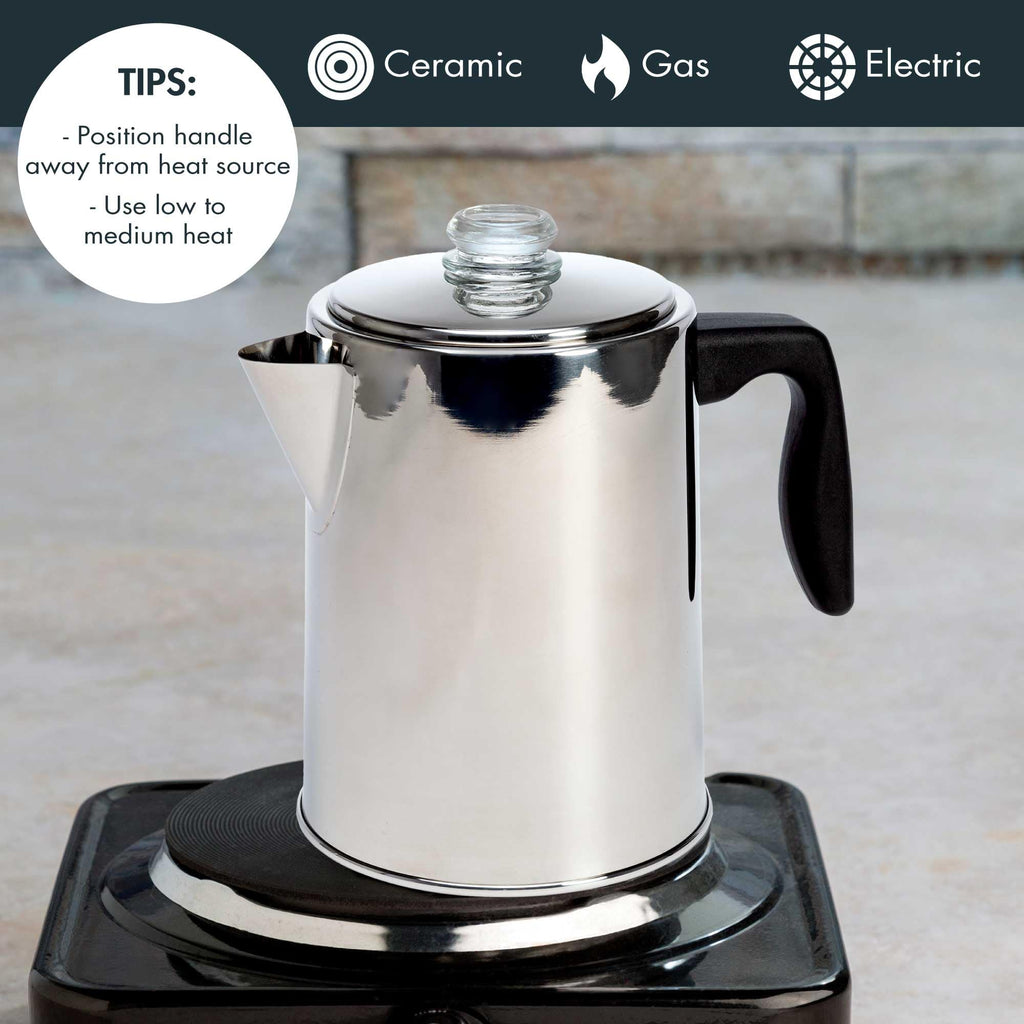 Stainless Steel 8 Cup Stovetop Coffee Percolator N522