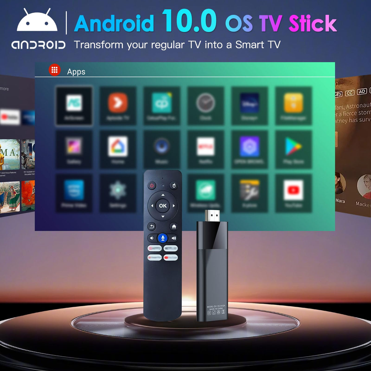 Android TV Stick 4K 2GB RAM 16GB ROM H313 CPU Wi-Fi Bluetooth 5.0 HDR10 Voice Remote Control W633927