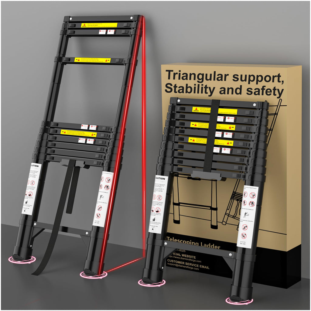 10.5 FT Aluminum Telescoping Ladder 330 Lbs U4616