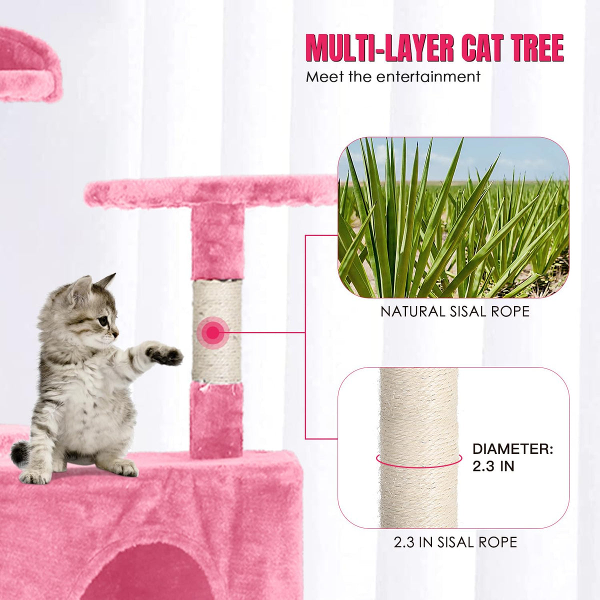70in Cat Tree Tower with Scratching Post I31294