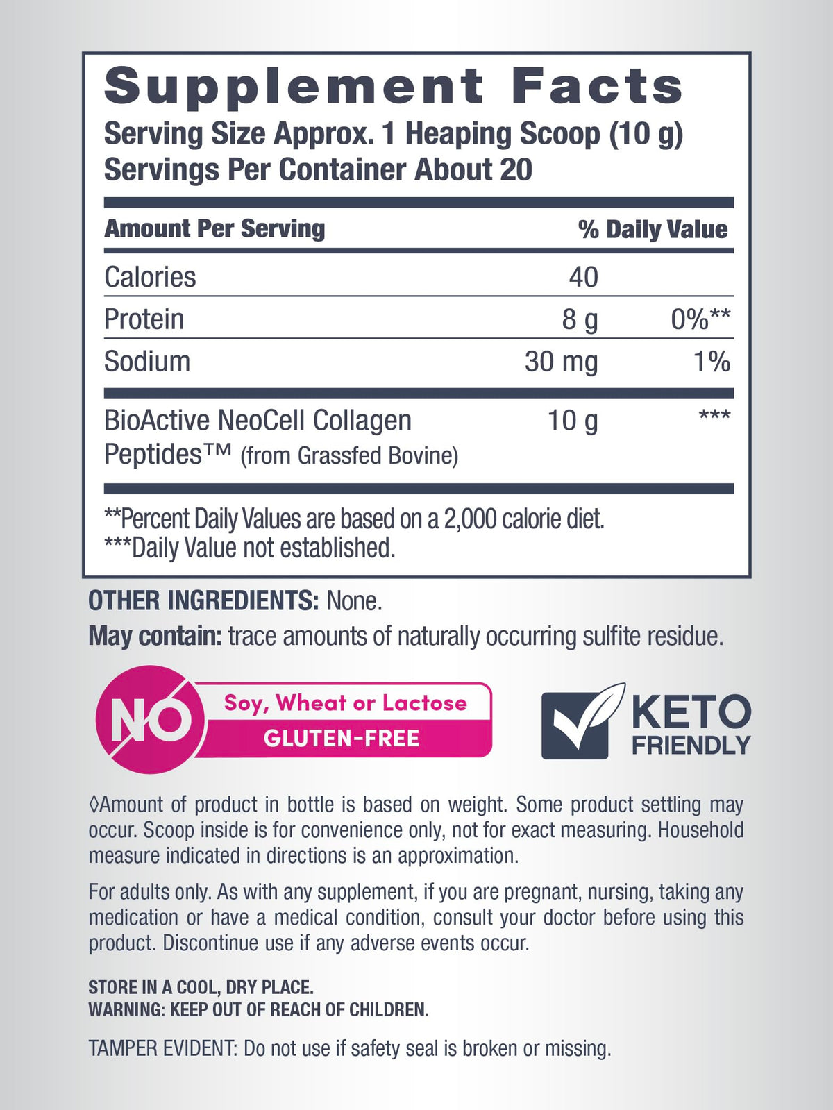 Grassfed Collagen Peptides Powder 14 oz Unflavored J955537