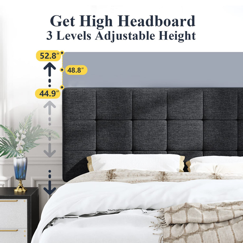 Queen Size Panel Bed Frame Dark Grey U494