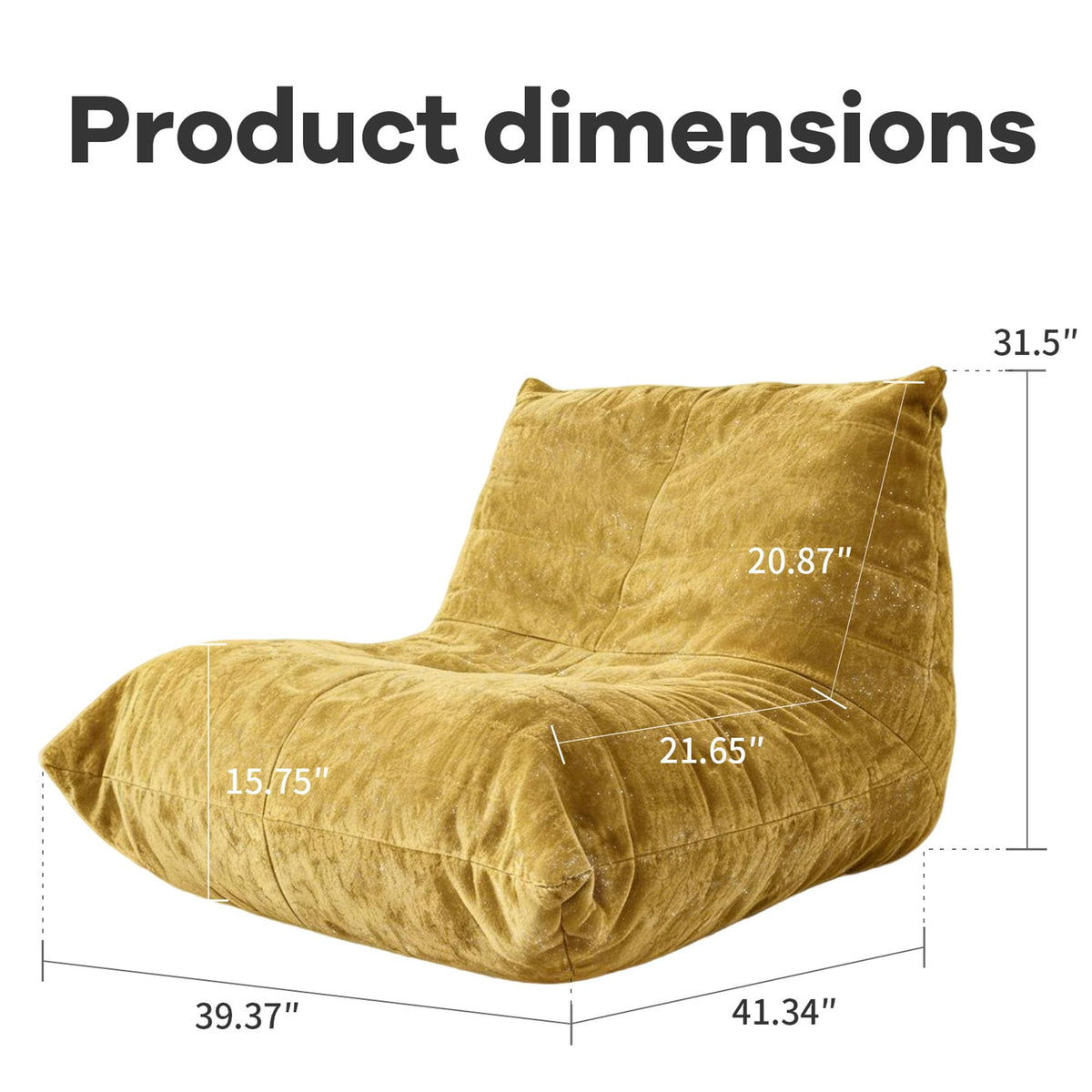 Yellow Bean Bag Chair with Memory Foam S6214