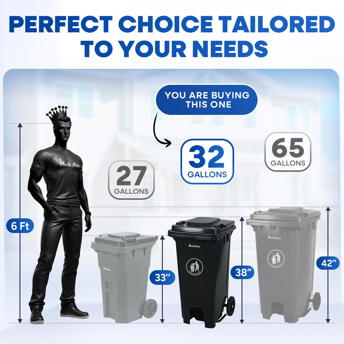 32 Gallon Plastic Trash Can with Wheels and Lid G489