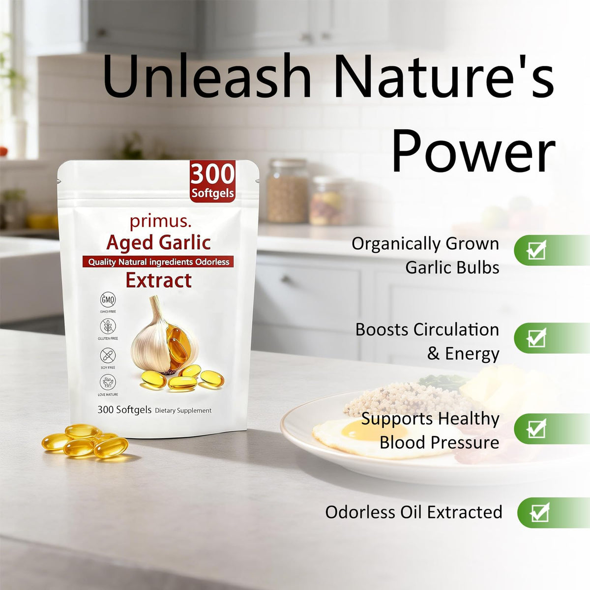 Odorless Garlic Extract 300 Softgels J285