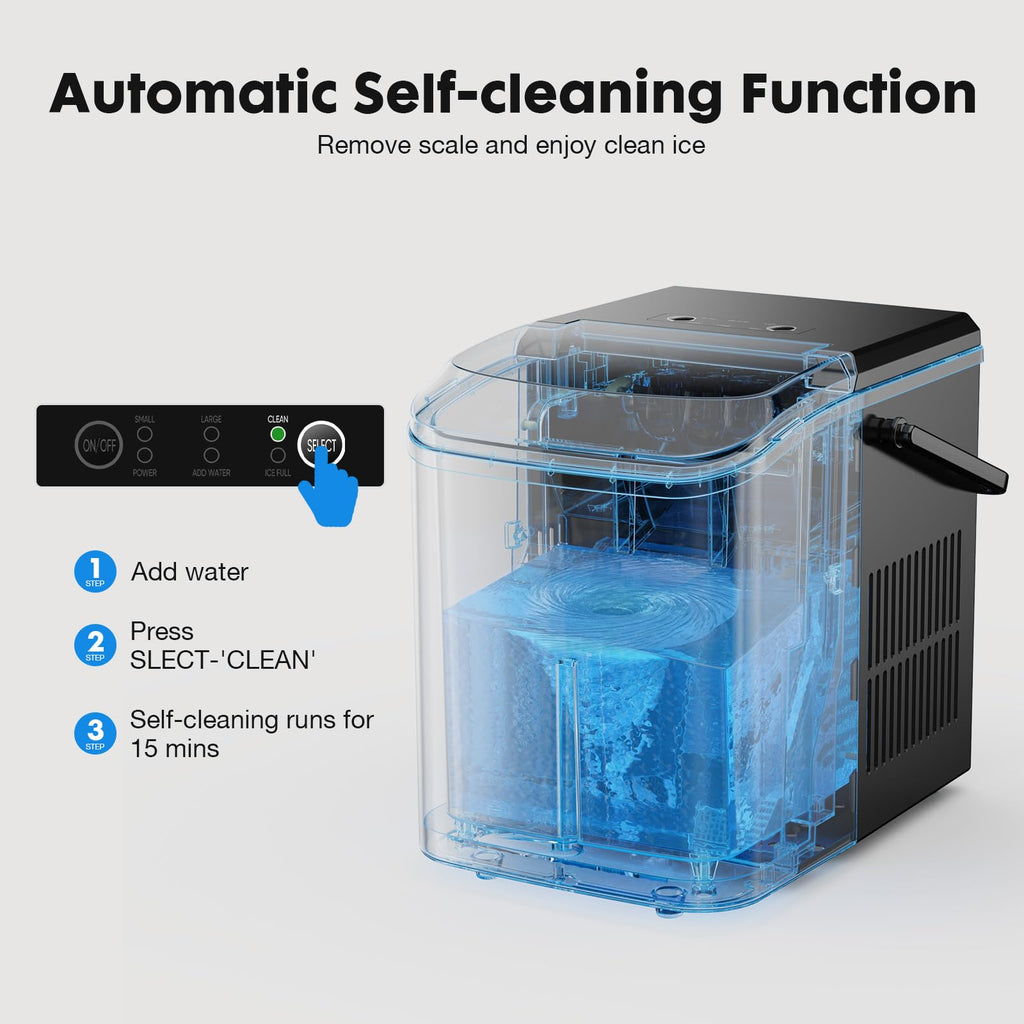 Portable Countertop Ice Maker with Scoop and Basket, 26.5lbs, Coal Black I9168