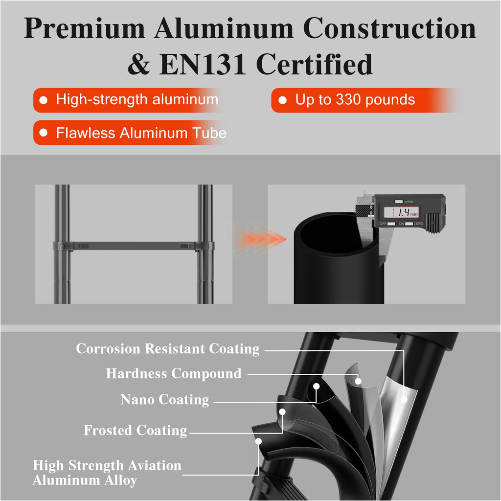 10.5 FT Aluminum Telescoping Ladder 330 Lbs U4616
