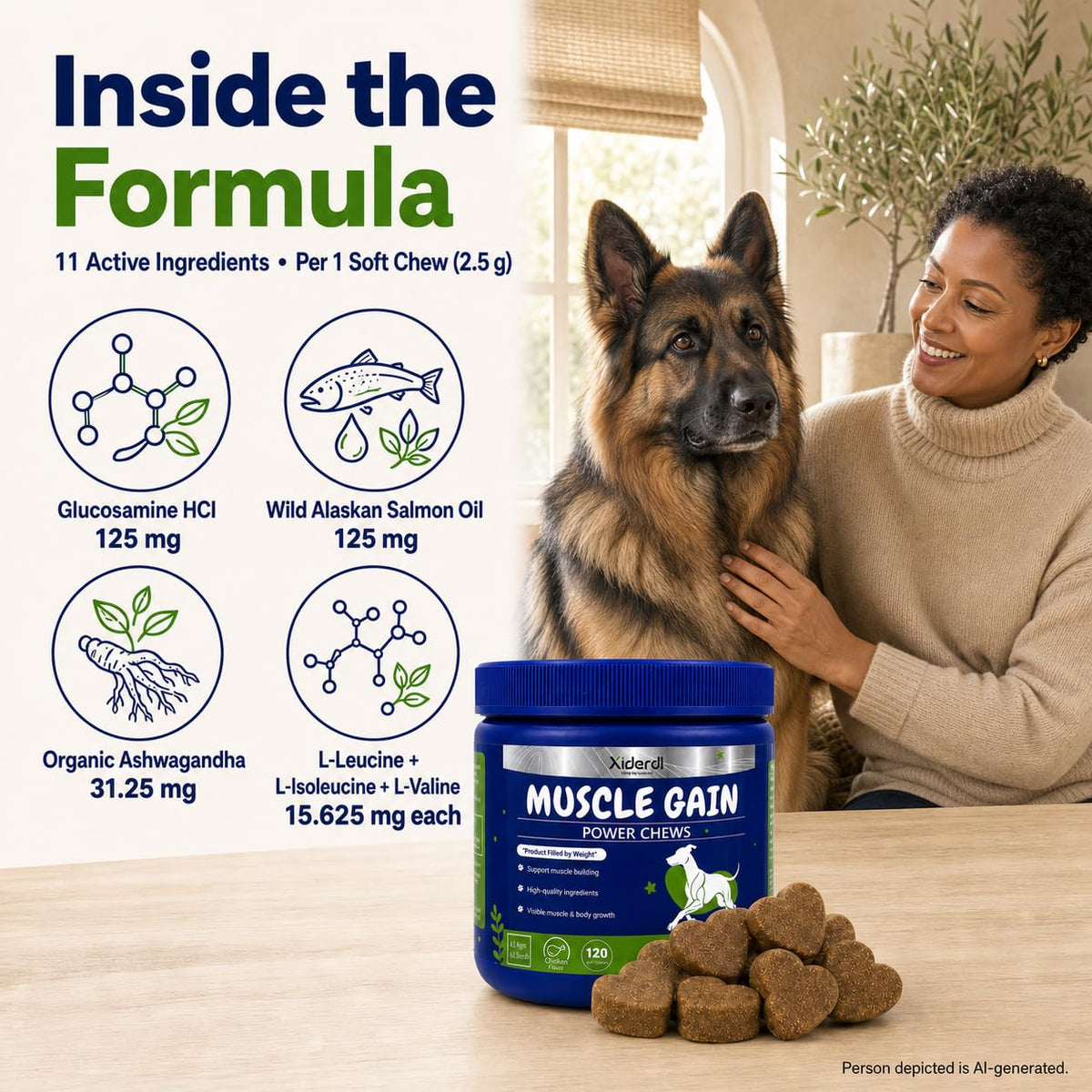 High Protein Muscle Support Soft Chews for Dogs, 120 Count D67986
